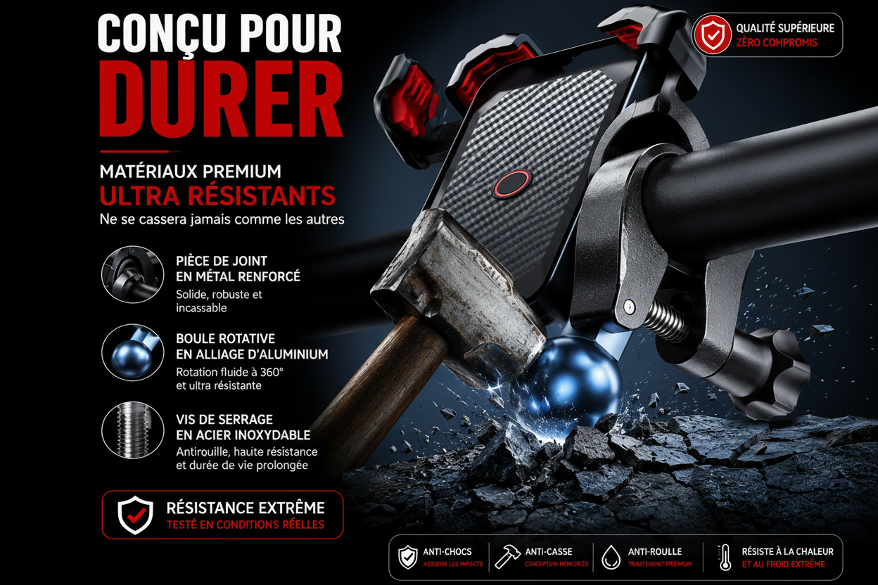 Support téléphone moto anti-vibration 360°